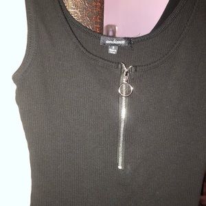 Ribbed mini dress with zipper